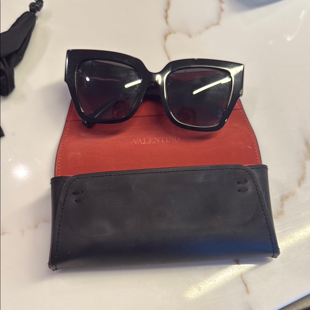 Valentino Black Sunglasses with Red Case